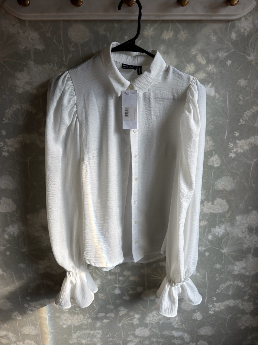 ASOS White Puff-Sleeve Button-Down Shirt